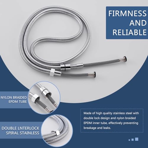 Angle Simple Replacement Shower Hose 79", Extension Hose 1/2" IPS, Chrome | Stainless Steel, Suitable for Handheld Shower Head, Dog Bathing, Bathroom Washing, Flexible, No Tangles - color: Chrome, size: 79 Inch