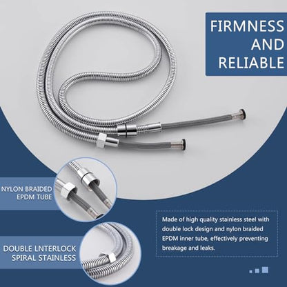 Angle Simple Replacement Shower Hose 79", Extension Hose 1/2" IPS, Chrome | Stainless Steel, Suitable for Handheld Shower Head, Dog Bathing, Bathroom Washing, Flexible, No Tangles - color: Chrome, size: 79 Inch
