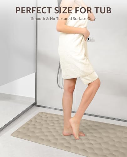 Bligli Bathtub Mat Non Slip, 16x31.5 inch Extra Long Bath Tub Mat with Strong Suction Cups, Soft Rubber Bathroom Floor Mat, Machine Washable, 100% BPA Free (Brown) - color: Brown, size: 31.5" x 16" (Rectangular)