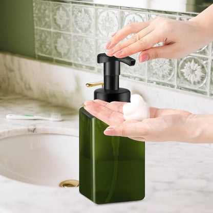 3 Pack Foaming Soap Dispenser Empty Plastic Foam Pump Bottle Refillable Foam Soap Bottle Dispenser for Shampoo Liquid Soap Face Wash (Green, 450ml/15oz) - color: Green, size: 450 ml