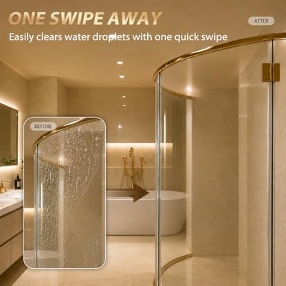 Silicone Shower Squeegee with Hanging Hook for Glass Door & Window, Black | One-Piece Seamless Design for Easy Maintenance; Streak-Free Scraper for Mirrors, Tiles, Countertops & Car Windshields