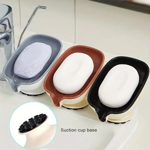 Leaf Shape Soap Saver with 3M Adhesive, Self Draining Dish for Bathroom and Kitchen, Wall Mounted Holder Keeps Bar Clean and Dry, Extends Life of Soap Bars, No Drilling Required KAQI