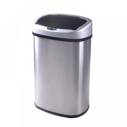 FDW | 13 Gallon Stainless Steel Trash Can with Lid | Steel | Automatic Touchless Lid with Motion Sensor | Kitchen Garbage Can with Waterproof Design | for Home, Office, Bathroom - color: Stainless Steel, style: Stainless Steel