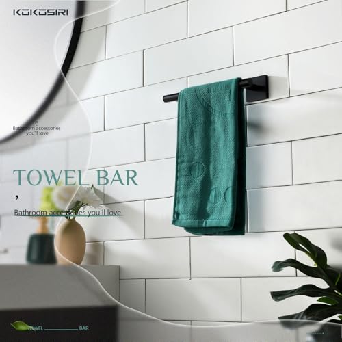KOKOSIRI Towel Ring Holder Matte Black Hand Towel Bar for Bathroom Wall Mounted 9-Inch Towel Rack Stainless Steel Bathroom Storage Hardware, B4005BK-L9 - color: Matte Black