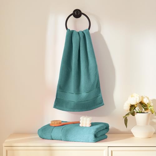 COZYART Bath Towel Set 6 PCS, Luxury 100% Turkish Cotton 650GSM Ultra Soft | Absorbent Quick Dry, OEKO‑Tex 100 Cert. Zero Twist Ring Spun Cotton, Plush Fluffy, Breathable Hotel Quality Bathroom Towels - color: Teal
