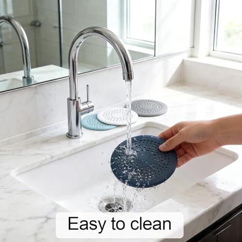 4 Packs Round Hair Drain Catcher, Silicone Drain Cover with Suction Cups, Durable Shower Drain Hair Catcher for Bathroom, Bathtub, Kitchen, Easy to Clean Hair Catcher