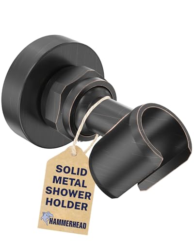 HammerHead Showers Solid Metal Handheld Showerhead Holder Wall Mount, Adjustable Screw-Mounted Pivot Ball, Shower Hose Holder, Fits Most Handheld Showerheads, Oil Rubbed Bronze - style: Oil Rubbed Bronze