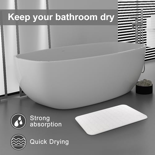 JUERLEN 2 Pack Diatomaceous Earth Shower Mat, Stone Bath Mat, Nonslip Super Absorbent Fast-Drying Hard Bath Mat for Bathroom Shower Floor, 24 x 16 inch, White Arrow Design - color: White