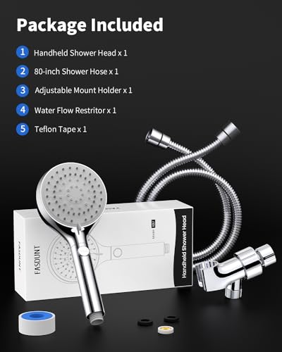 Shower Head with Handheld, High Pressure Showerhead with Long Hose | 80" Extra Long Stainless Steel Hose & Adjustable Bracket, Shower Heads with ON/OFF Switch for Pets Bath, Chrome - color: Premium Chrome, style: 6 Spray-Settings