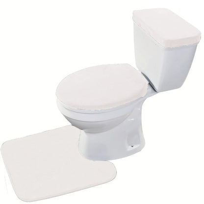 Madeals Toilet Mat and lid Cover Set with Toilet Tank Cover 3 Piece Toilet Set White - color: White