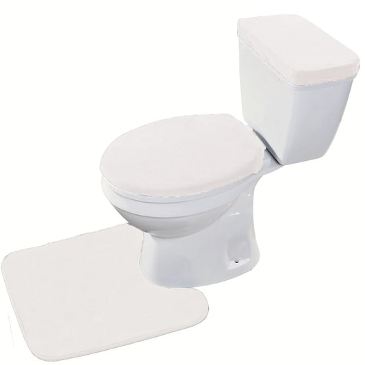 Madeals Toilet Mat and lid Cover Set with Toilet Tank Cover 3 Piece Toilet Set White - color: White