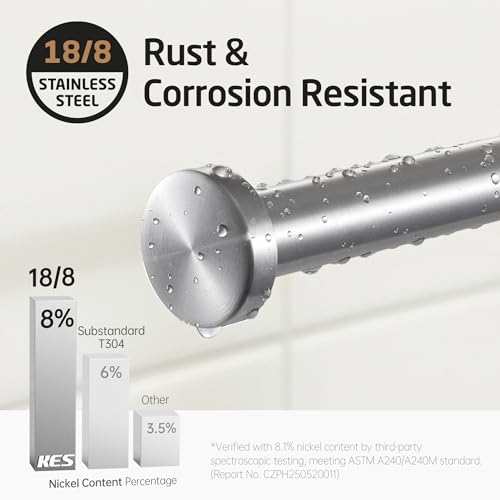 KES Width Adjustable Free Standing Towel Rack with 3X Thicker Weighted Natural Marble Base, 2-Tier Wooden Towel Rack Stand for Bathroom Floor, 18/8 Stainless Steel, Brushed Finish, BTH800-2 - color: White Marble