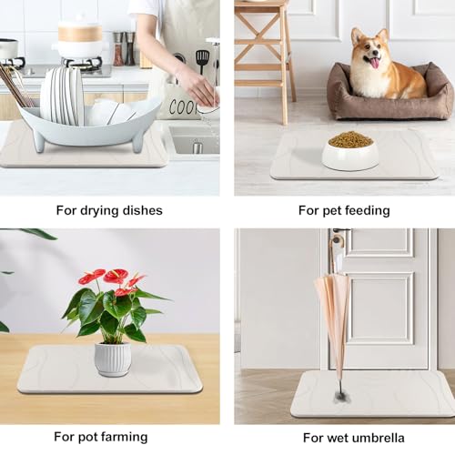 Stone Bath Mat, 2 Pack Diatomaceous Earth Shower Mat, Non-Slip Super Absorbent Quick Drying Bathroom Floor Mat, 24x15, White - color: White