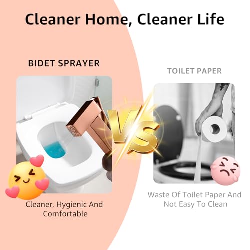 Handheld Bidet Sprayer for Toilet, Cloth Diaper Sprayer with Wall Mounts (ABS) and Hand Held Bidet Bathroom Hose (Stainless Steel), Jet Spray for Toilet, Muslim Shower, Easy to Install (Rose Gold) - color: Rose Gold