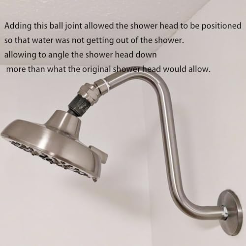 Swivel Shower Head Adapter, 360° Ball Joint Shower Adapter, Universal Leak-Proof Swivel Connector for Adjustable Showerhead, Universal shower arm adapter.(Brushed Nickel) - color: Brushed Nickel