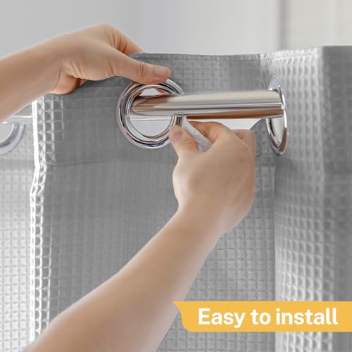 River Dream 54" W Stall Waffle No Hooks Shower Curtain with Snap in Liner,Cotton Blend Fabric Shower Curtain for Bathroom,Hotel Quality,Grey,54Wx80L - color: Grey, size: 54"W x 80"L (Pack of 1)