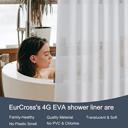 EurCross Frosted PEVA Plastic Shower Curtain Liner 74 inch Long Length,Waterproof Opaque Shower Liner with 5 Bottom Magnets No Smells with Rustproof Grommets - color: Frosted, size: 72"W x 74"L (Pack of 1)