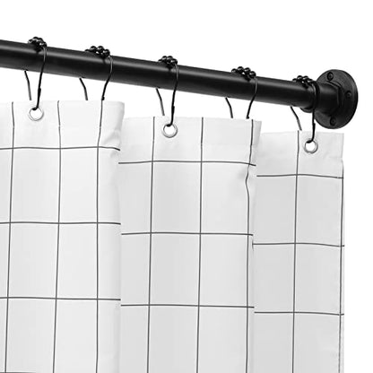 Industrial Shower Curtain Rod - 2-in-1 Design Tension Curtain Rod - Rustproof Non-Slip 54 to 90 Inch Stainless Steel, Matte Black Window Curtain Rod - color: Matte Black, size: 54-90 Inches