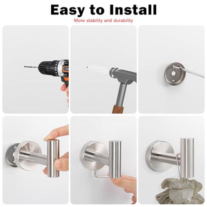 Livabber Bathroom Towel Hooks, 304 Stainless Steel Robe Shower Hooks Wall Mounted, Heavy Duty Towel Hangers for Bathroom Kitchen Bedroom (4 Pack, Brushed Nickel) - color: Brushed Nickel, size: 4 Pack