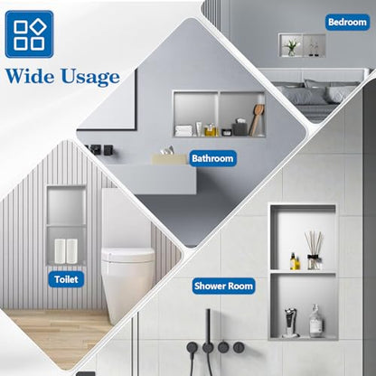 12" x 24" Shower Niche No Tile Needed | 304 Stainless Steel Shower Wall Niche, Recessed Shower Shelf for Shower or Bathroom Storage, Brushed - color: 12"x24" Brushed