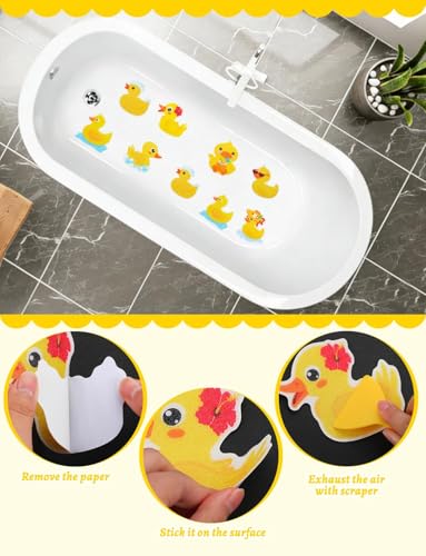 26Pcs Non Slip Bathtub Stickers, Cute Duck Stickers with Scraper | Anti Slip Bath Tub Shower Decal with Adhesive Back for Bathroom, Shower Stairs - color: Yellow Duck, size: 26Pcs
