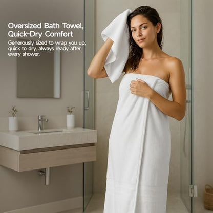 REDKISS 8 Piece White Towels Set - 100% Cotton Towels Set with 2 Large Bath Towels, 2 Hand, 4 Washcloths, 600 GSM Highly Absorbent Bath Towel Sets, White Quick Dry Shower Towel for Family Dorm Gym - color: White