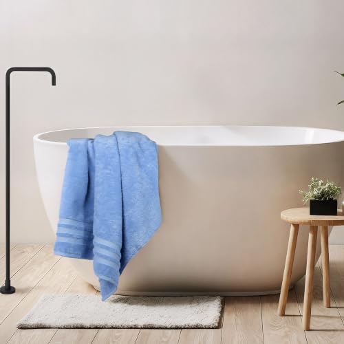 Bath Towels Set of 4 Extra Large Towels set 30x60 In, 100% Uzbek Cotton 600 GSM Oeko-TEX, Larger & Lighter Weight Quicker to Dry, Super Soft and Absorbent, Perfect for Bathroom- Light Blue - color: Light Blue
