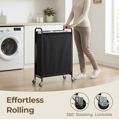 GRANNY SAYS Laundry Hamper, Slim Basket with Wheels and Handles, Black, 80L - color: Black, size: 80L