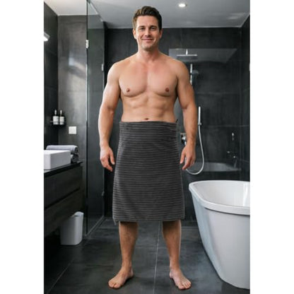 Bath Towels 4-Pack, 27.5x55 Inches - Ultra Soft and Highly Absorbent Quick Dry Microfiber Towels with Hanging Loop, Beauty Twill Stripe Design for Bath, Beach, Gym - color: Dark Grey+blue+white+pink