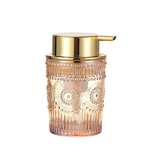 Foaming Hand Soap Dispenser,Glass Foam Soap Dispenser,Refillable Liquid Soap Dispenser,Lotion Dispenser(A4-4-US) - color: Gold, size: Small