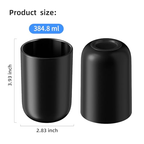 MOPMS 13oz Bathroom Tumbler 1PC, Unbreakable Plastic Cup, Black | Unbreakable 380ml plastic bathroom tumbler with non-slip grip. Durable, reusable toothbrush cup for home and travel. - color: Black-1pc