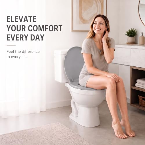 Toilet Seat, Round, Ice Grey, PP Material, 16.5 Inch, Soft Close, Anti-Slip, Never Loosen, Easy Clean, B2B Avilable,2 Years Support - color: Ice Gray, size: Round 16.5inch