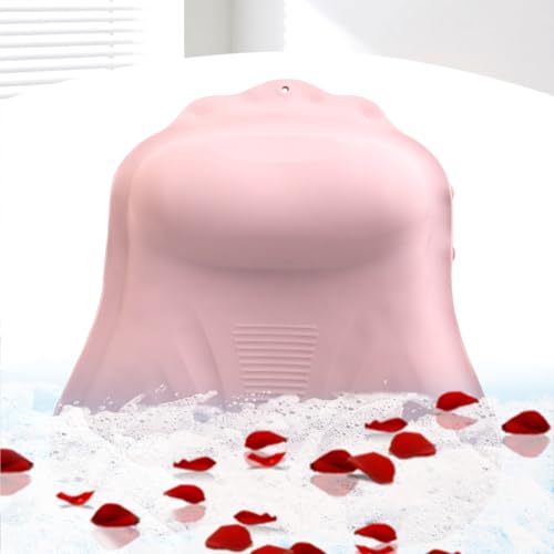 Silicone Bath Pillow for Tub – Ergonomic Bathtub Headrest with Inflatable Air Cushion, Non-Slip Suction Cups & Neck/Back Support – Comfortable Spa Bath Accessory for Relaxation (Pink) - color: Pink