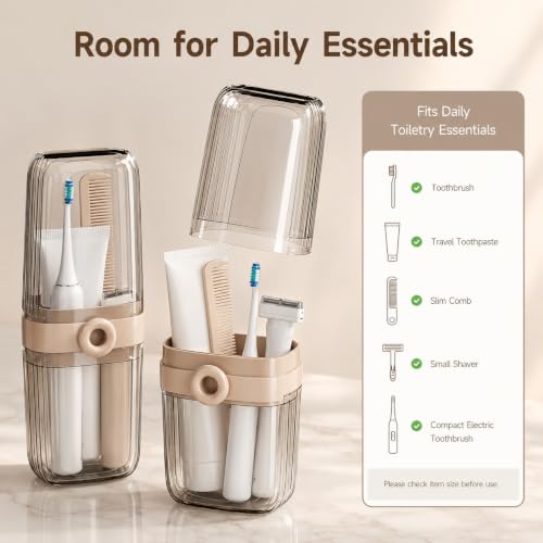Toothbrush Travel Case with Rinse Cup, 1 Pack | 7.87 - color: Coffee