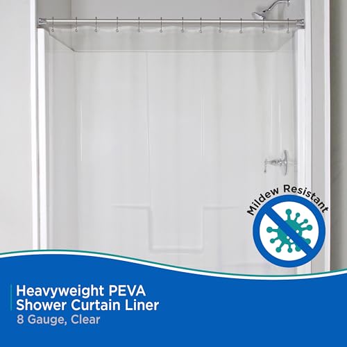 Kenney KN61455 Heavyweight 8 Gauge Waterproof PEVA Shower Curtain Liner with Rust-Resistant Metal Grommets and Weighted Magnetic Hem for Bathroom, 70" W x 72" H, Clear - color: Clear, size: 70.9"W x 72.1"L (Pack of 1)