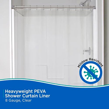 Kenney KN61455 Heavyweight 8 Gauge Waterproof PEVA Shower Curtain Liner with Rust-Resistant Metal Grommets and Weighted Magnetic Hem for Bathroom, 70" W x 72" H, Clear - color: Clear, size: 70.9"W x 72.1"L (Pack of 1)
