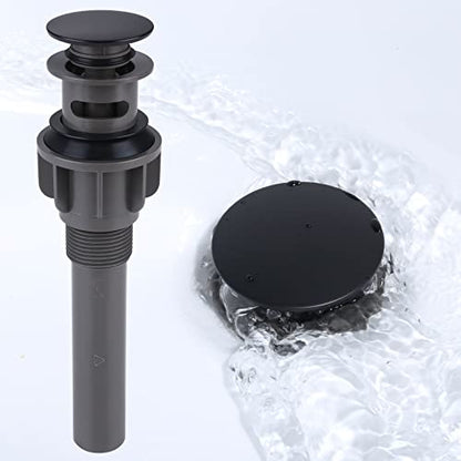 Bathroom Sink Drain, Pop Up Drain Stopper for Bathroom Sink and RV Sink, with Overflow, Matte Black Vessel Sink Drain, Built-in Anti-Clogging Strainer - color: Matte Black, style: Style A: pop up drain
