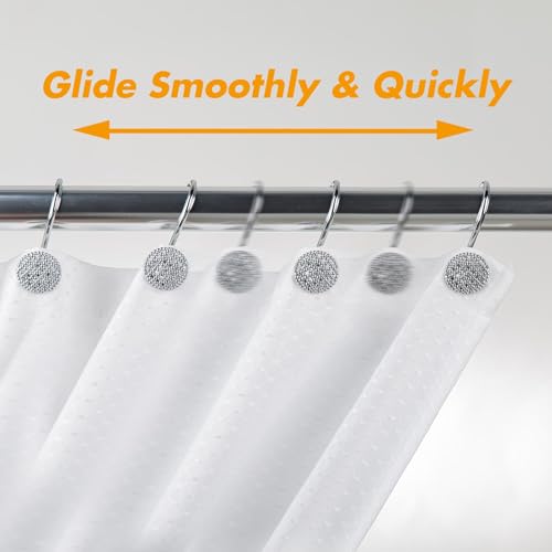 Pearlbee Chrome Shower Curtain Hooks, Round Beaded Design 12Pcs Zinc Alloy | Rustproof heavy duty, 4mm silver zinc alloy,Rrustproof, anti-drop, Smooth glide,Fits shower curtain & liner,Modern Decorative - color: Chrome