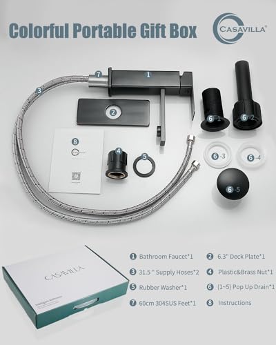 Bathroom Sink Faucet, Oil Rubbed Bronze Bathroom Sink Faucets & Parts(Pop-up Drain+6" Escutcheon Plate+Supply Hoses), Single Handle for Modern Farmhouse RV Sink - color: 4.Oil Rubbed Bronze, style: Short