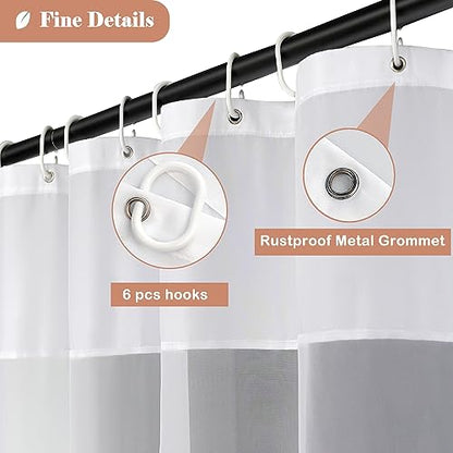 UFRIDAY Small Size 36x72 Inch Shower Curtain with Thin Mesh, Durable Fabric Bathroom Curtain with Hooks, Water Repellent,White - color: White, size: 36"W x 72"L (Pack of 1)