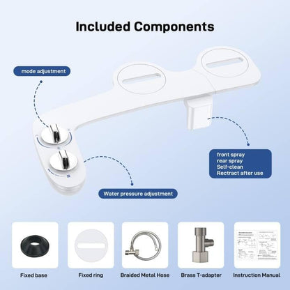 Bidet Attachment,Non-Electric Self-Cleaning Dual Nozzle Toilet Bidet, Cold Water Sprayer with Adjustable Pressure, Includes Portable Bidet Bottle for Women,Elderly,Postpartum Care & Personal Hygiene - color: Bidet and Bidet Portable