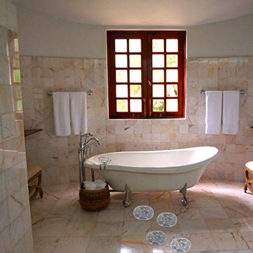 DOITOOL Bathroom Anti Slip Stickers 4 Pack 5.90X5.90 Inch Self-Adhesive Tub Safety Decals with Stone Pattern for Shower Bathtub and Wet Surfaces Prevention