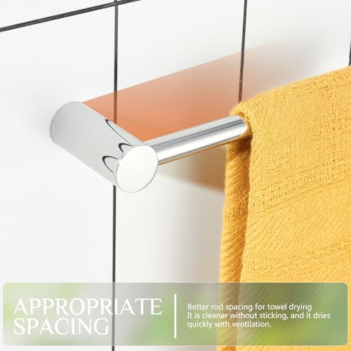 KOKOSIRI Towel Bar Chrome 16-Inch Single Rail Bath Towel Holder for Bathroom Wall Polished Stainless Steel Bathroom Hardware Wall Mounted, B4007CH-L16 - color: Polishd Chrome, size: 16-Inch