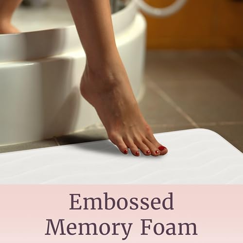 Lavish Home 2-Piece Memory Foam Bath Mat Set- Off-White - color: White