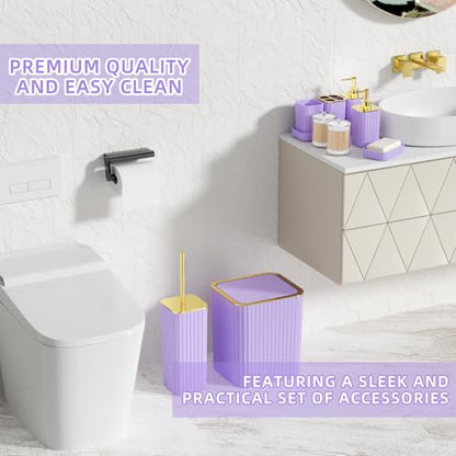 XLHOMO Bathroom Accessory Set - 26PC Bathroom Shower Curtain and Rug Set, Bathroom Accessories Set, Purple Bathroom Set with Trash Can, Toilet Brush, Qtip Holder & Soap Dispenser - style: Purple