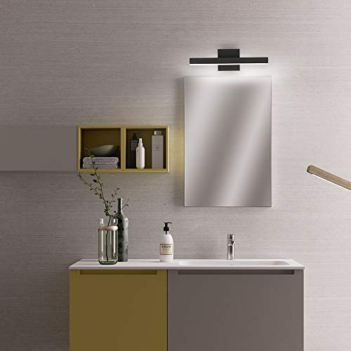 Joossnwell LED Bathroom Vanity Lighting Fixture Modern Bath Light Bar 15.75inch Black Wall Sconce 12W 4000K - color: Black-Not Dimmable, size: 15.7"Long-4000K