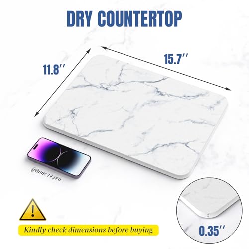 Quick Dry Stone Drying Mat for Kitchen Counter, Water-Absorbent Diatomaceous Dish Drying Mats, Multi-Purpose Stone Drying Tray for Cups Dishes Bottles