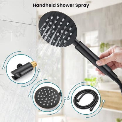 gotonovo High Pressure Shower System Valve and Trim Kit,Oil Rubbed Bronze | Round Rain 10 Inch Shower Head with Handheld Faucet Set Complete,Rough In Valve,2-in-1 Diverter,All Metal,Bathroom Wall Mount - color: Bronze