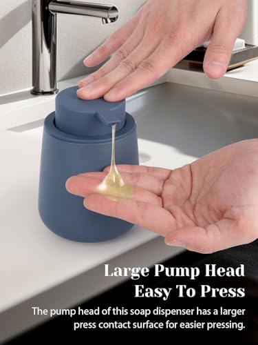 INGOFIN Ceramic Lotion Dispenser - 12oz Refillable Liquid Hand Soap Dispenser Bathroom, Modern Dish Soap Dispenser with Pump for Kitchen, Matte Blue - color: Blue