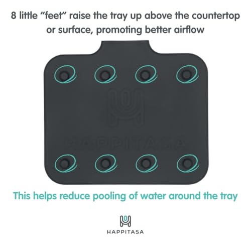 Silicone Soap Dish Tray and Sponge Holder with Drain Chute and Feet | 3-Way Sloped Design | Bathroom and Kitchen Sink Organizer Caddy (Grey, 5"x4", 3.5 Ounces) - color: Grey, size: 5"x4"